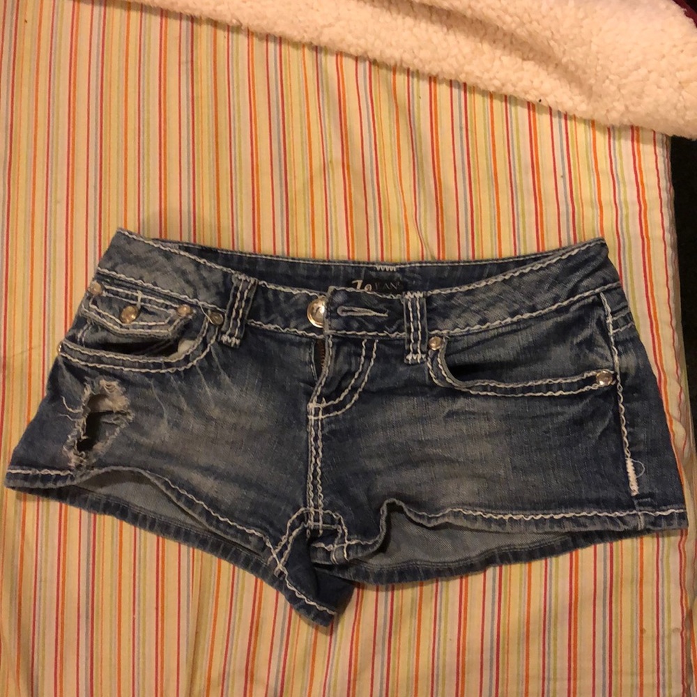 Medium wash blue jean shorts